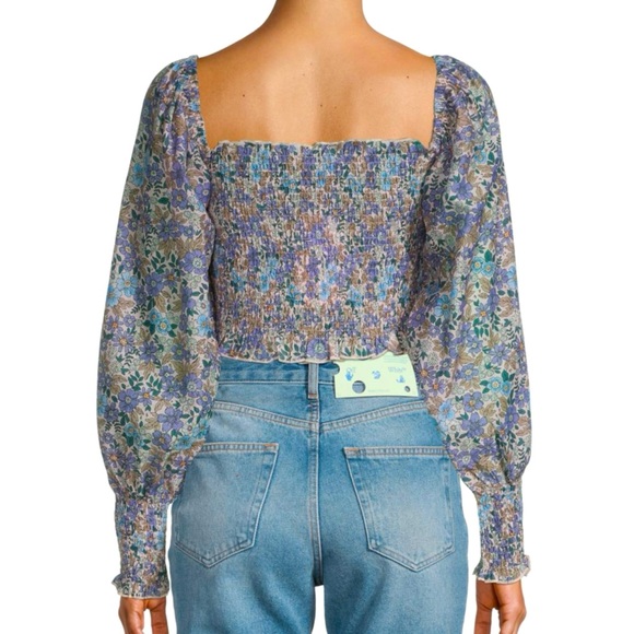 NWOT Jacquie The Label Andrea Smocked Floral Crop Top - Picture 3 of 6